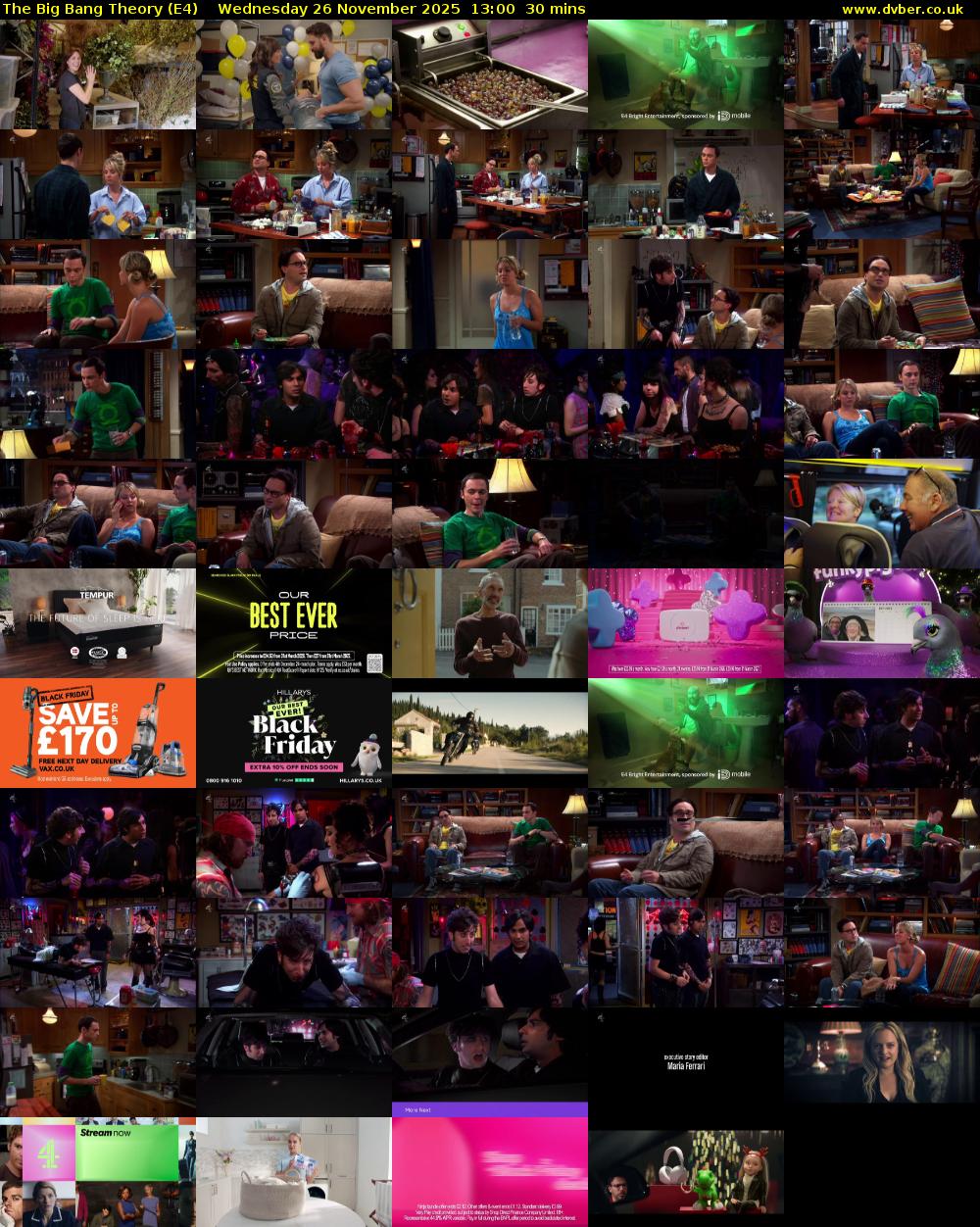 The Big Bang Theory (E4) Wednesday 26 November 2025 13:00 - 13:30