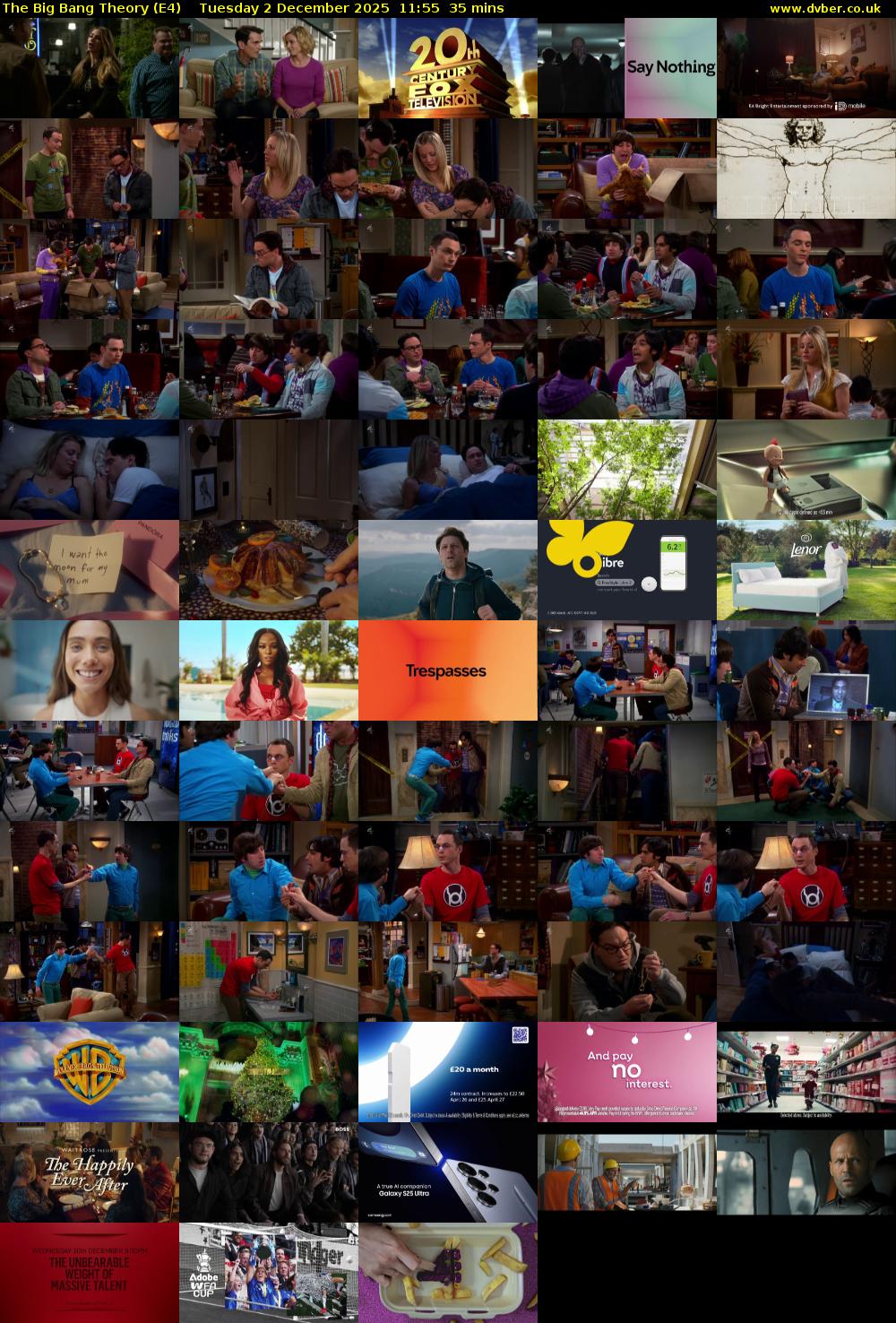 The Big Bang Theory (E4) Tuesday 2 December 2025 11:55 - 12:30