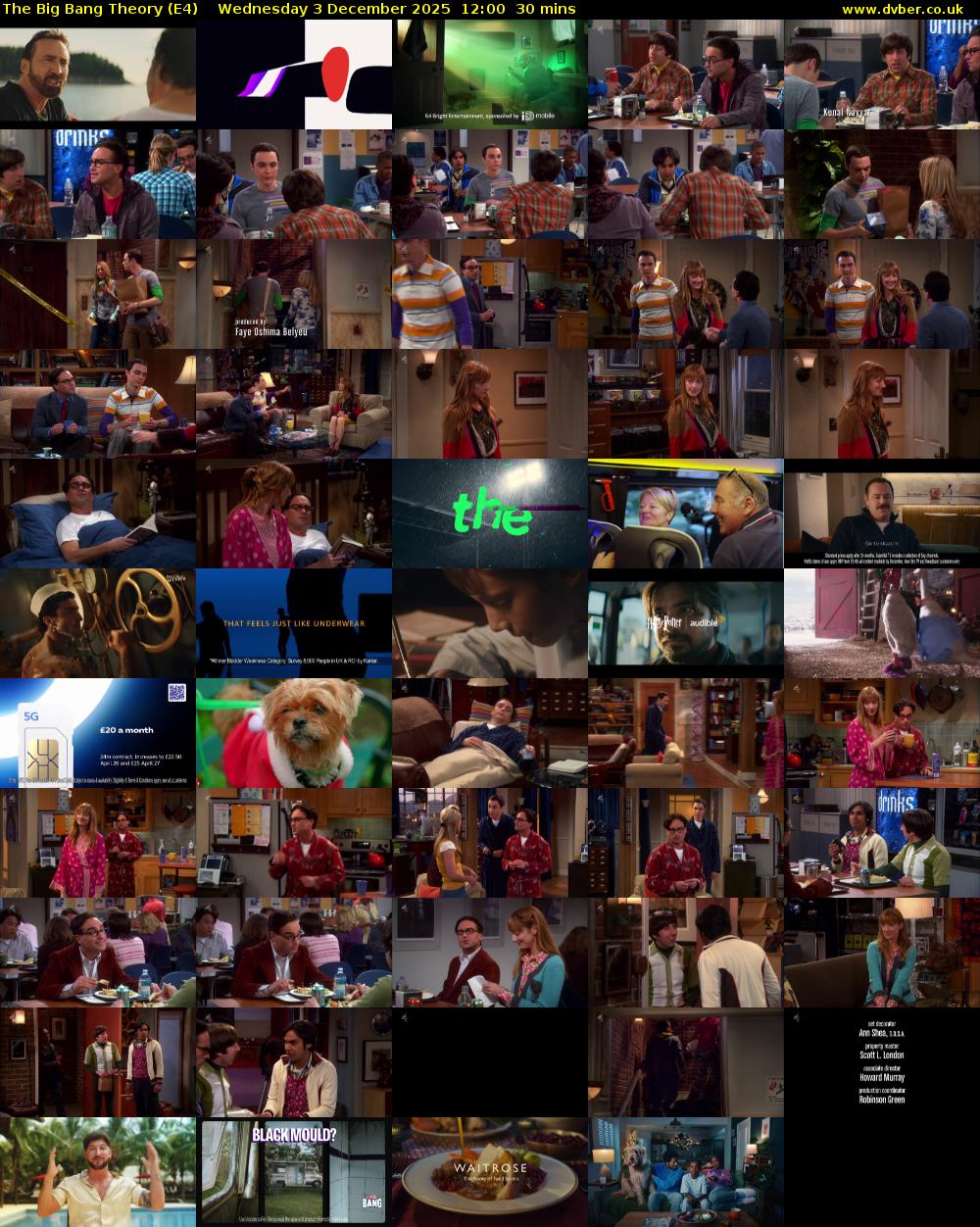 The Big Bang Theory (E4) Wednesday 3 December 2025 12:00 - 12:30