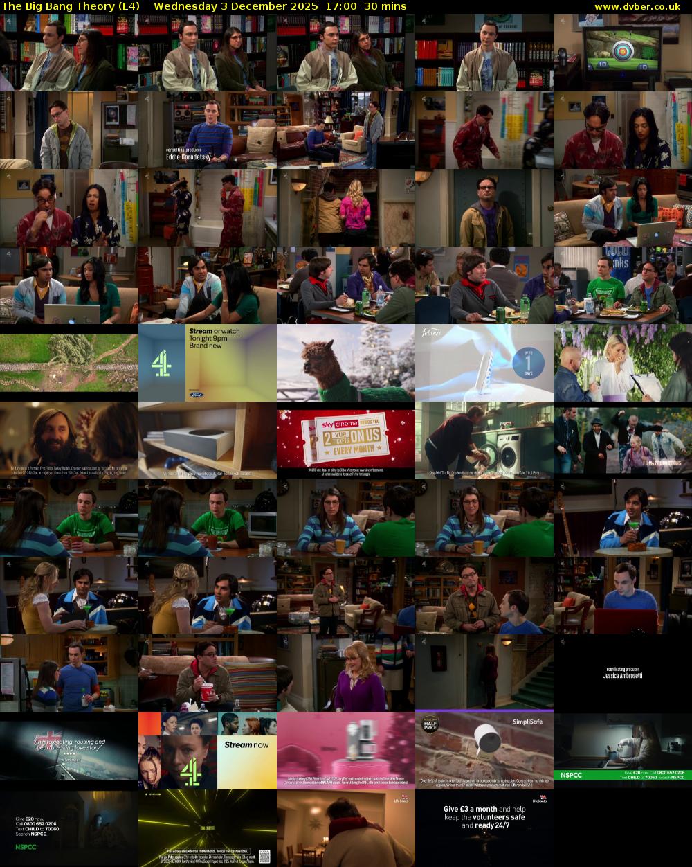 The Big Bang Theory (E4) Wednesday 3 December 2025 17:00 - 17:30