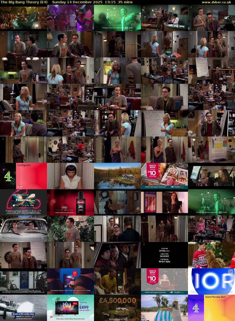 The Big Bang Theory (E4) Sunday 14 December 2025 13:15 - 13:50