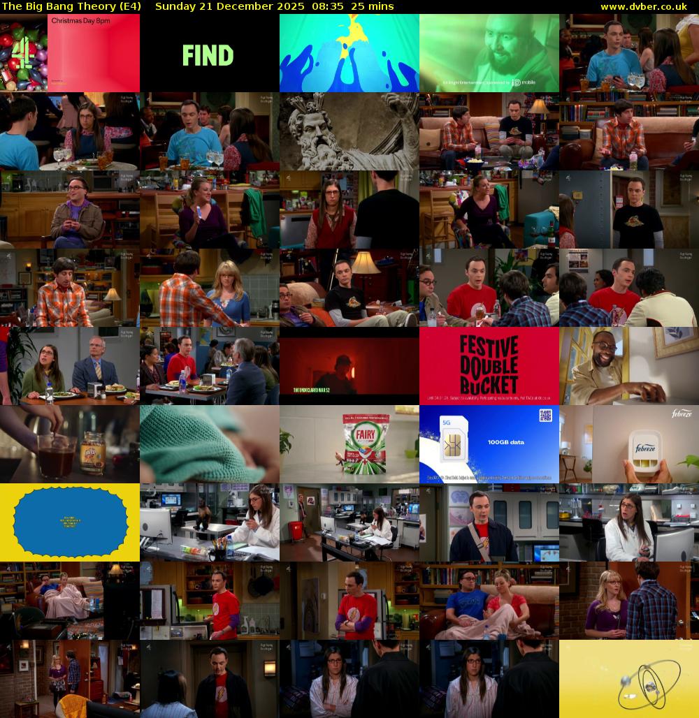 The Big Bang Theory (E4) Sunday 21 December 2025 08:35 - 09:00