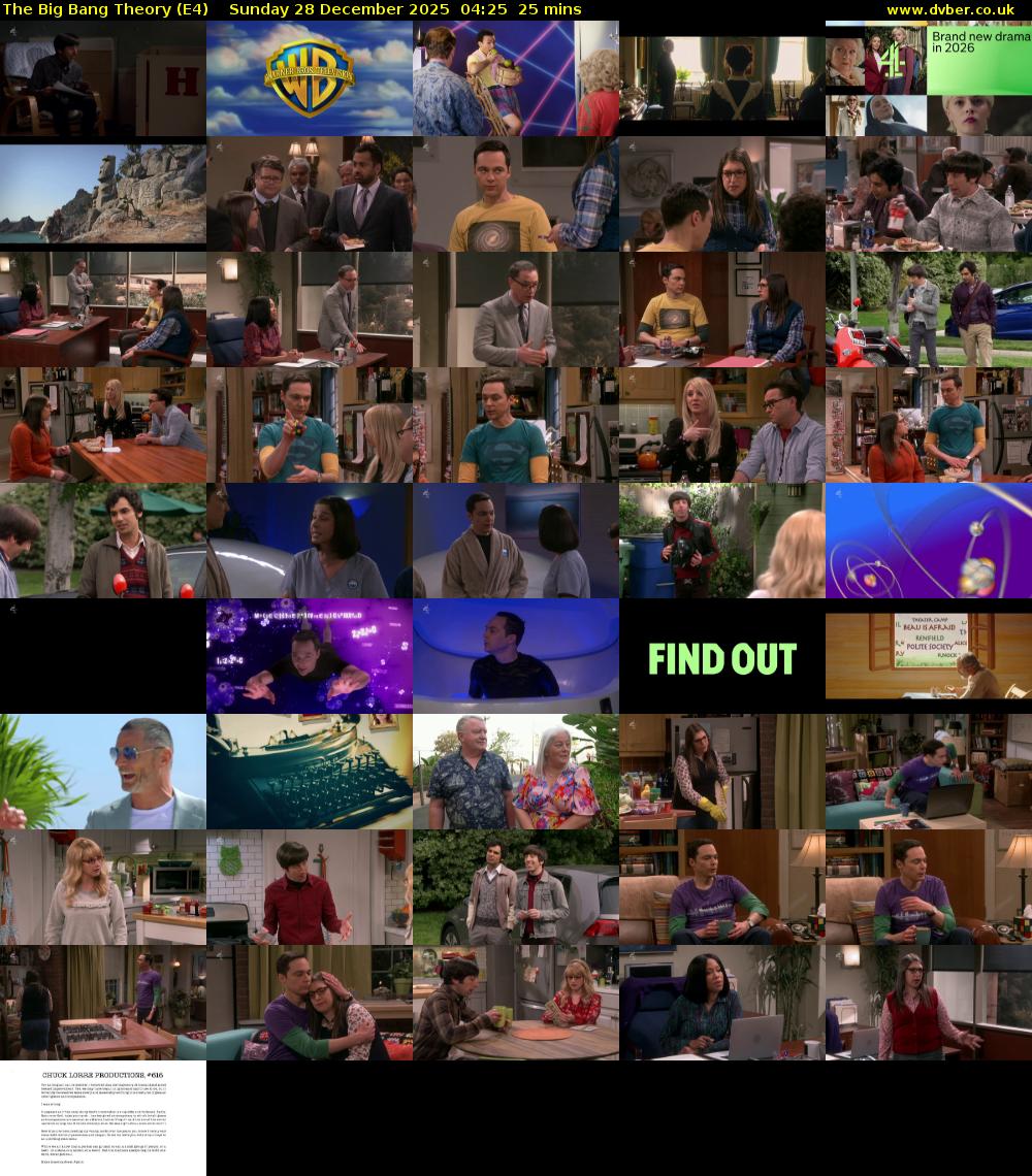 The Big Bang Theory (E4) Sunday 28 December 2025 04:25 - 04:50