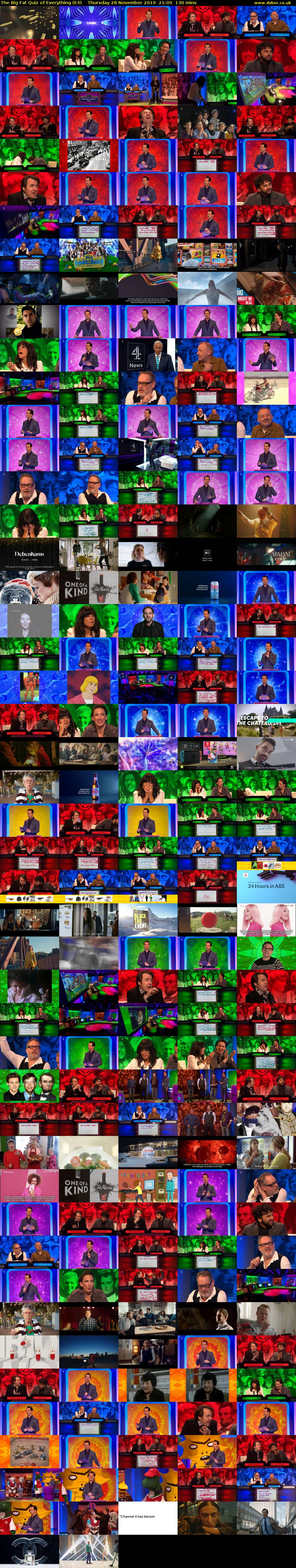 The Big Fat Quiz of Everything (E4) Thursday 28 November 2019 21:00 - 23:10