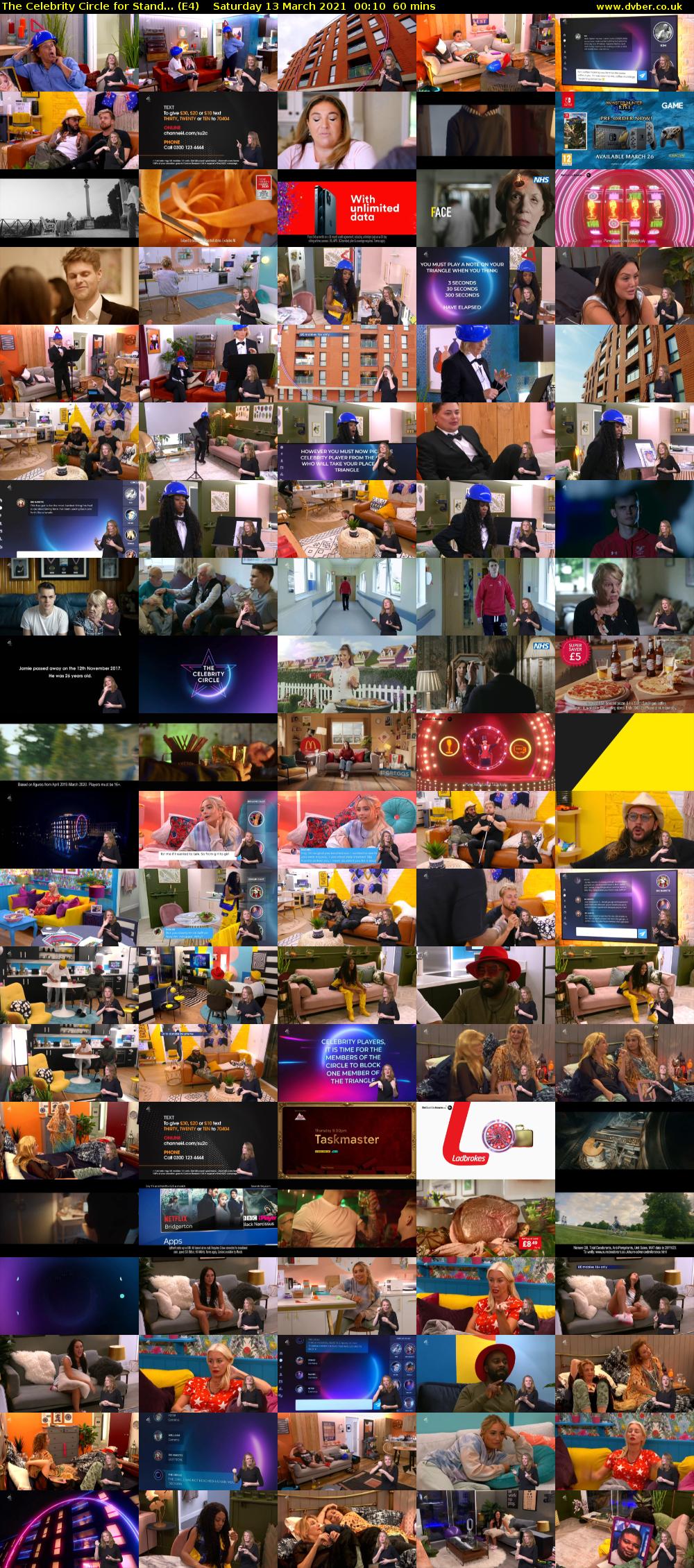 The Celebrity Circle for Stand... (E4) Saturday 13 March 2021 00:10 - 01:10