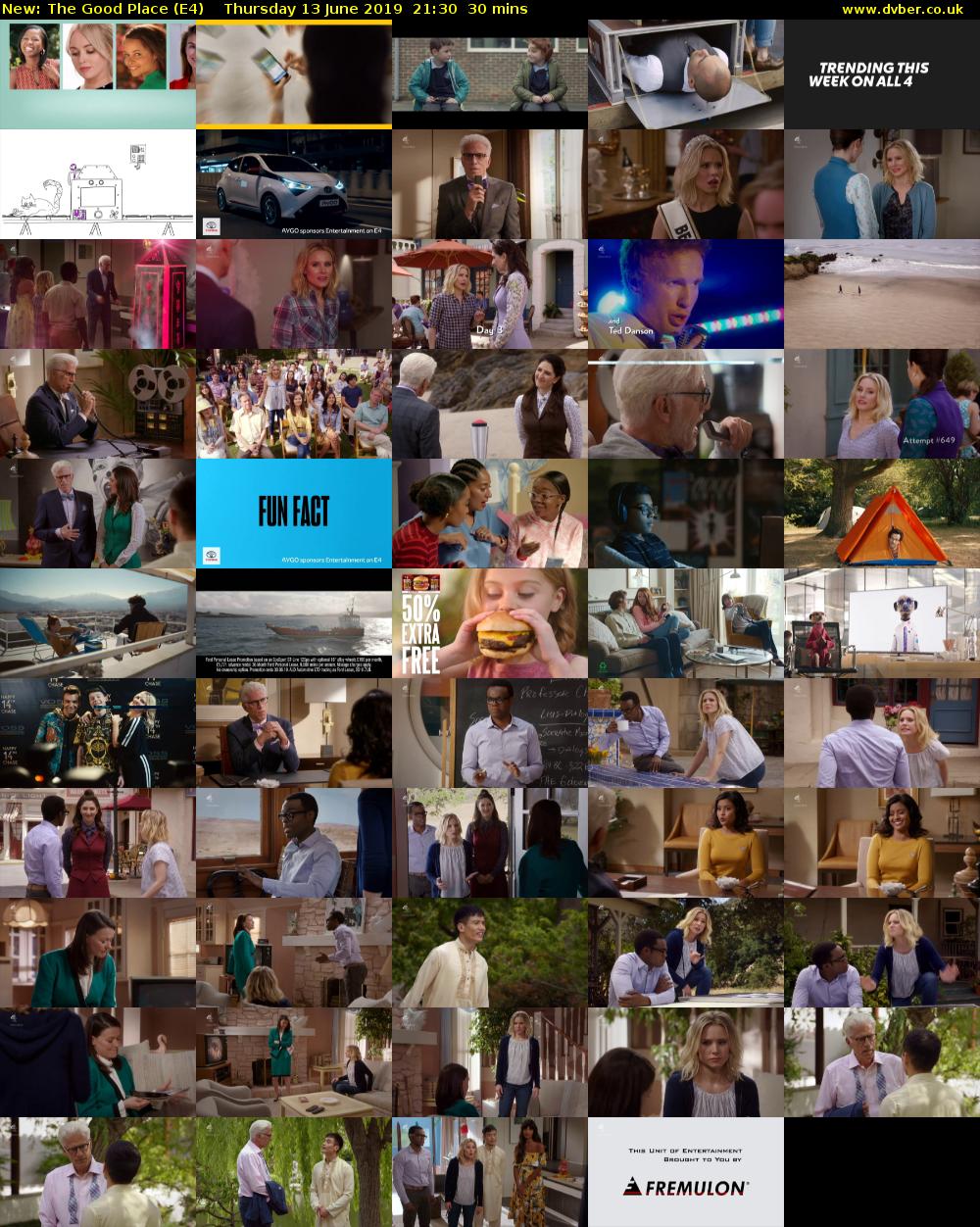 The Good Place (E4) Thursday 13 June 2019 21:30 - 22:00