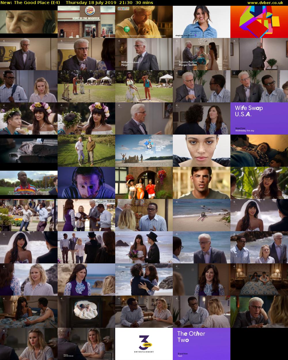 The Good Place (E4) Thursday 18 July 2019 21:30 - 22:00