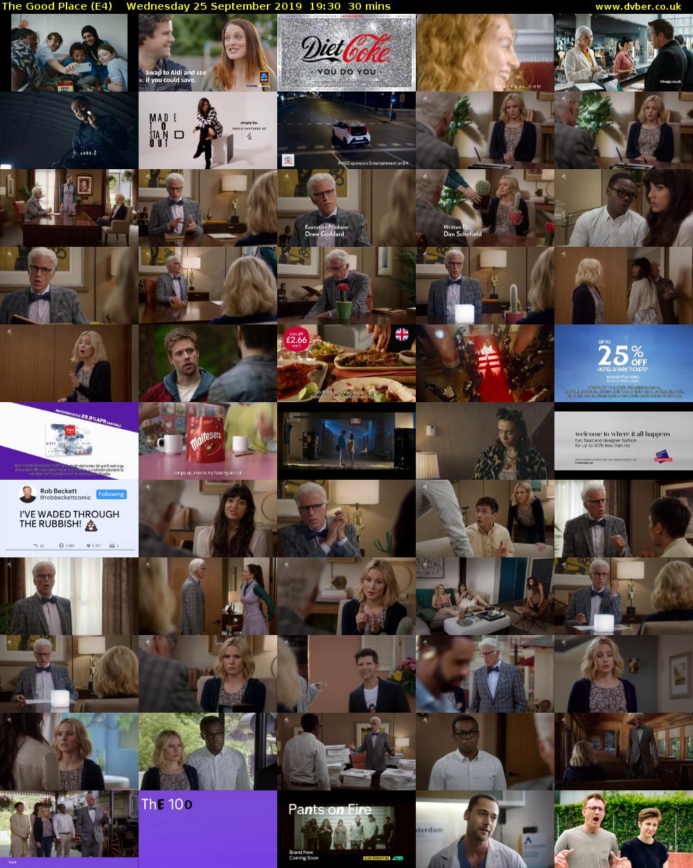 The Good Place (E4) Wednesday 25 September 2019 19:30 - 20:00