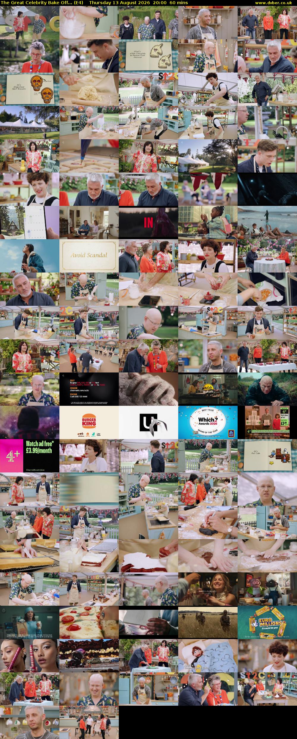 The Great Celebrity Bake Off... (E4) Thursday 13 August 2026 20:00 - 21:00
