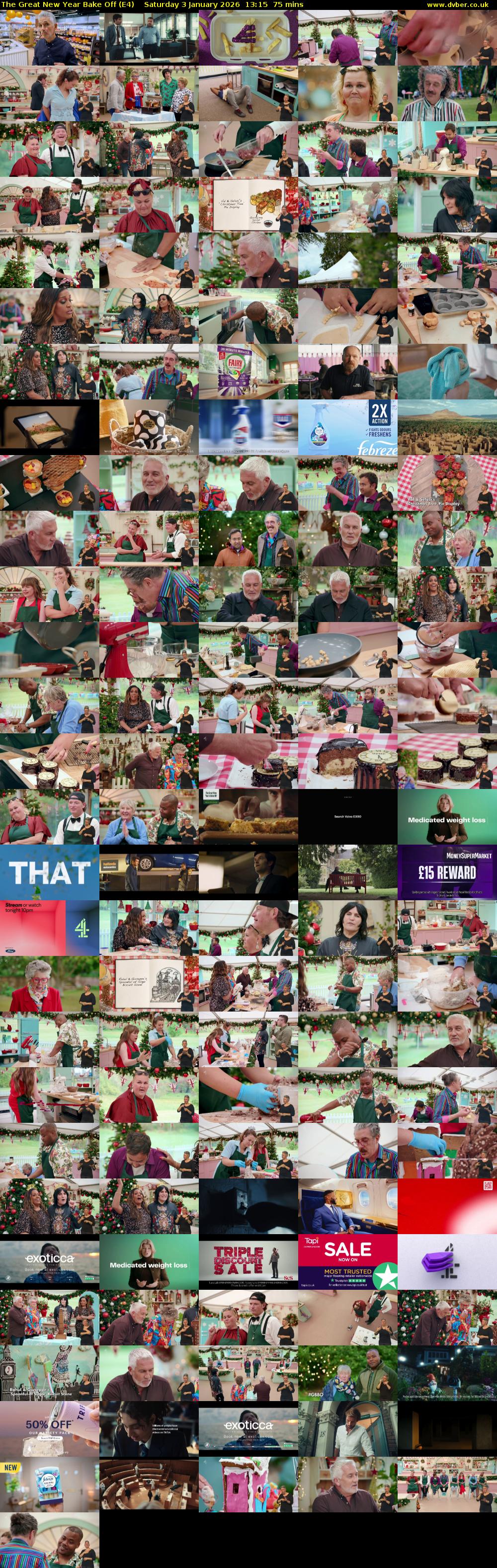 The Great New Year Bake Off (E4) Saturday 3 January 2026 13:15 - 14:30