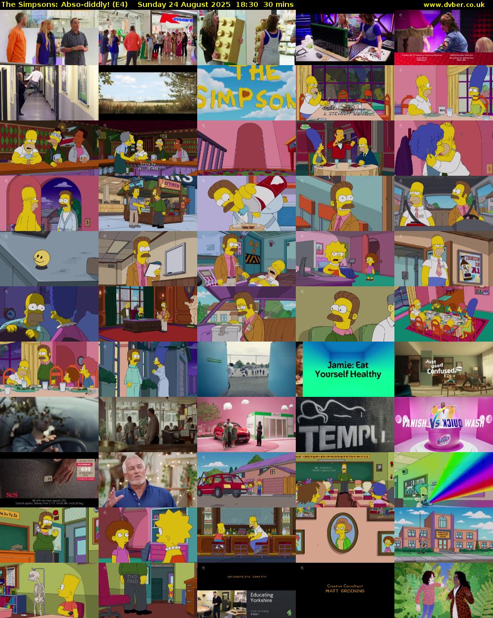 The Simpsons: Abso-diddly! (E4) Sunday 24 August 2025 18:30 - 19:00