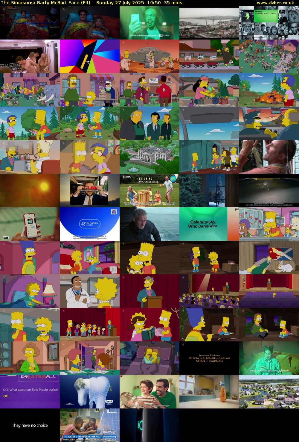 The Simpsons: Barty McBart Face (E4) Sunday 27 July 2025 14:50 - 15:25