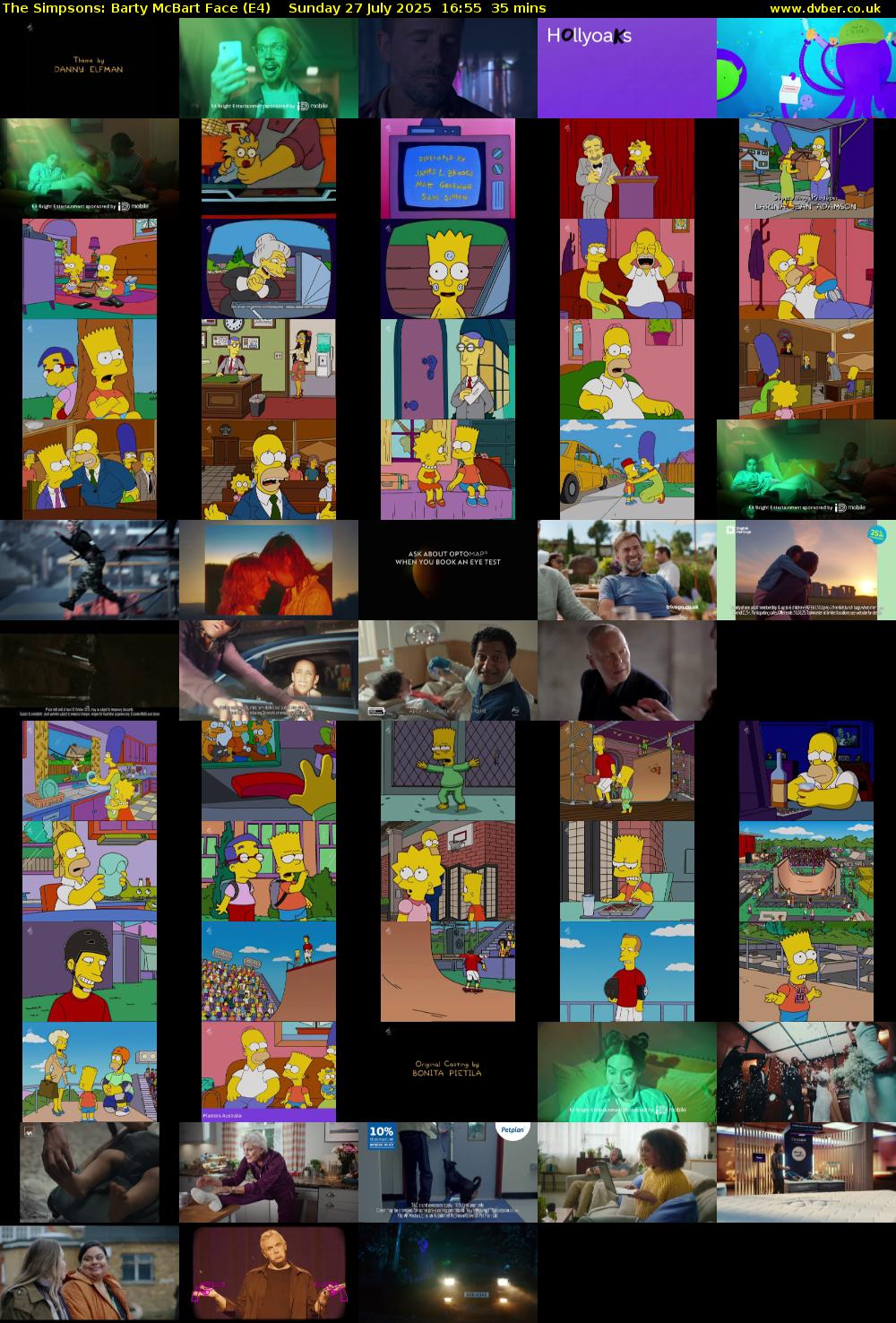 The Simpsons: Barty McBart Face (E4) Sunday 27 July 2025 16:55 - 17:30