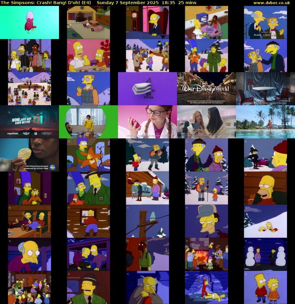 The Simpsons: Crash! Bang! D'oh! (E4) Sunday 7 September 2025 18:35 - 19:00