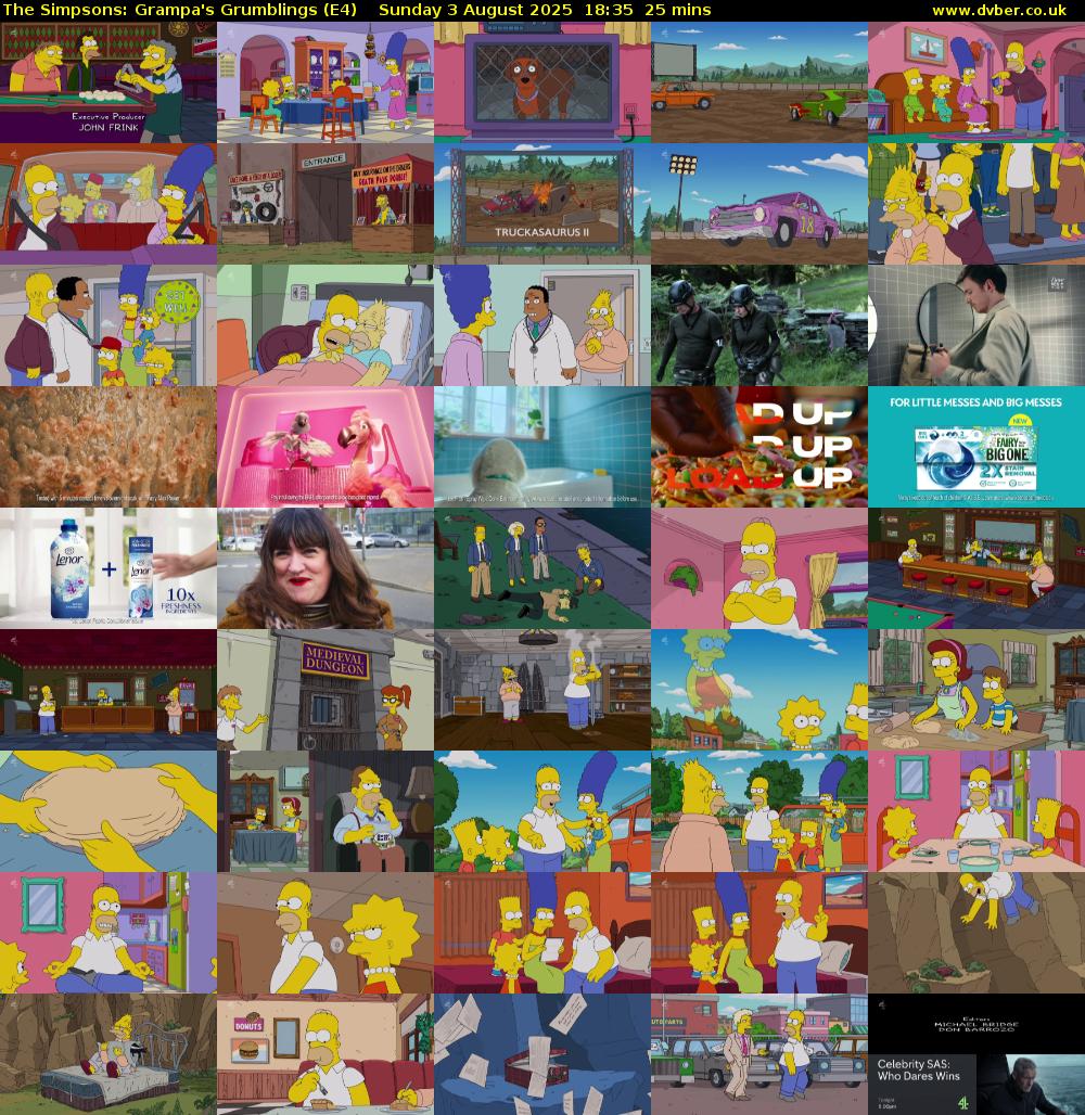 The Simpsons: Grampa's Grumblings (E4) Sunday 3 August 2025 18:35 - 19:00