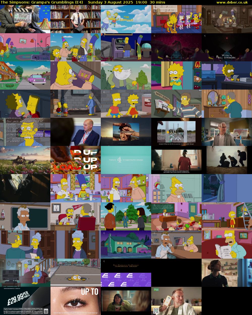 The Simpsons: Grampa's Grumblings (E4) Sunday 3 August 2025 19:00 - 19:30