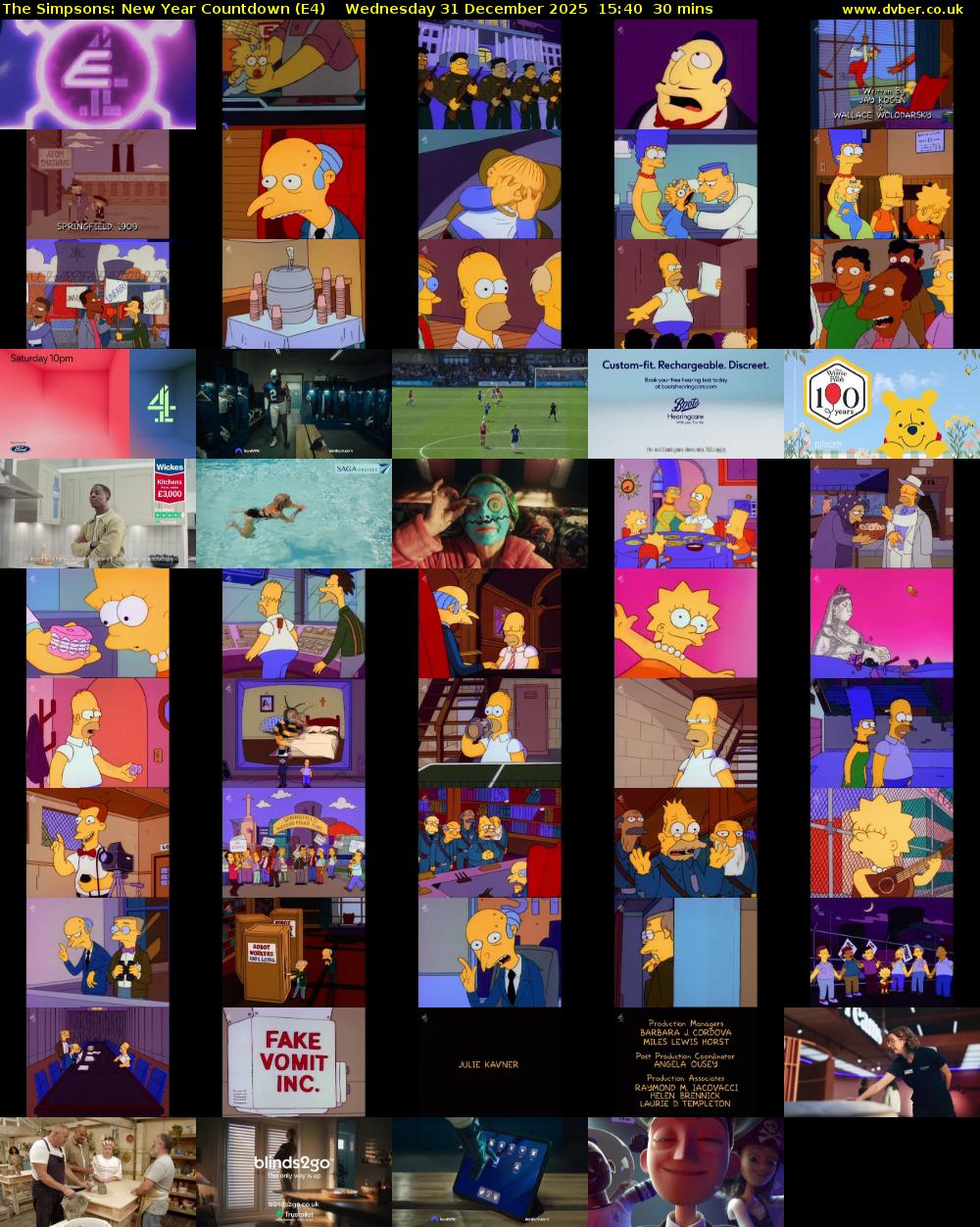 The Simpsons: New Year Countdown (E4) Wednesday 31 December 2025 15:40 - 16:10