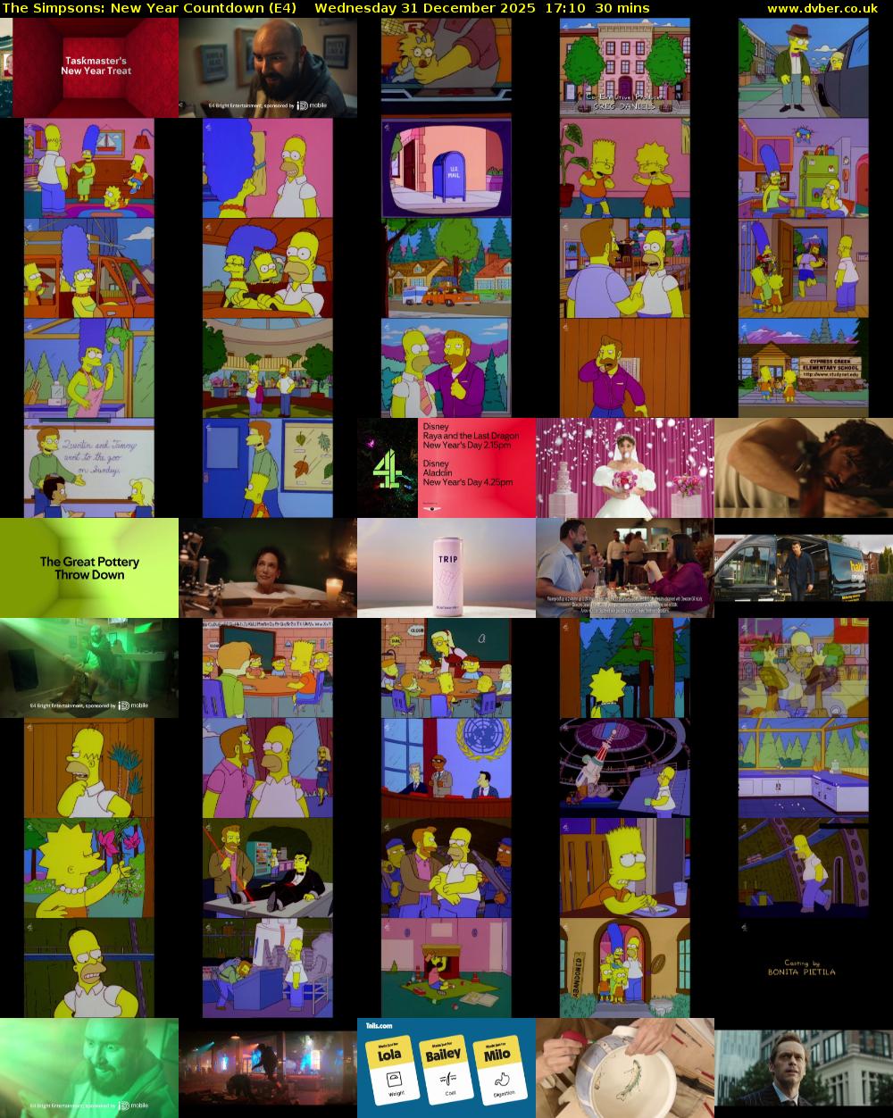The Simpsons: New Year Countdown (E4) Wednesday 31 December 2025 17:10 - 17:40