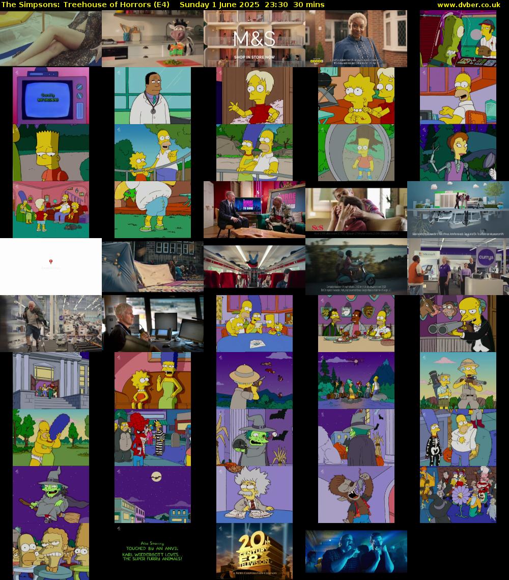 The Simpsons: Treehouse of Horrors (E4) Sunday 1 June 2025 23:30 - 00:00