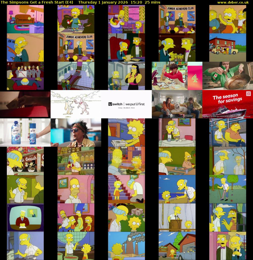 The Simpsons Get a Fresh Start (E4) Thursday 1 January 2026 15:20 - 15:45