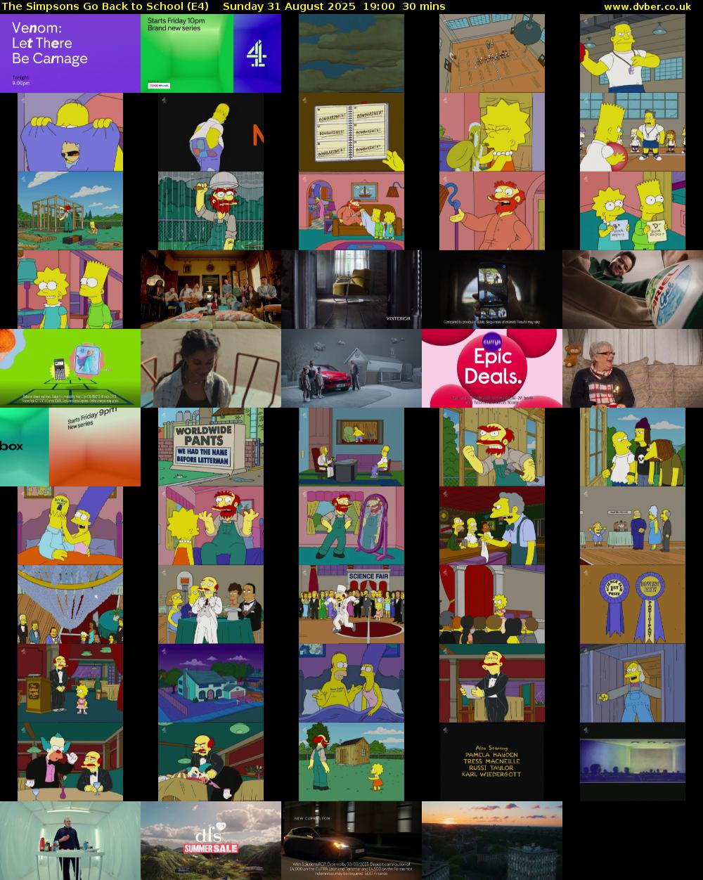 The Simpsons Go Back to School (E4) Sunday 31 August 2025 19:00 - 19:30