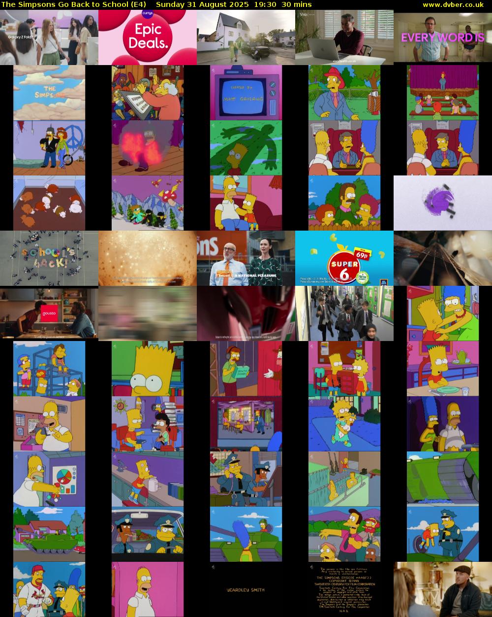 The Simpsons Go Back to School (E4) Sunday 31 August 2025 19:30 - 20:00