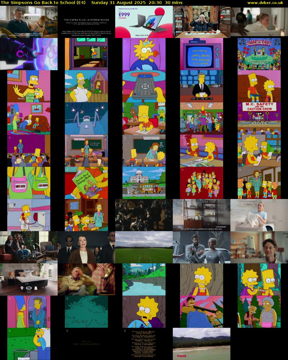 The Simpsons Go Back to School (E4) Sunday 31 August 2025 20:30 - 21:00