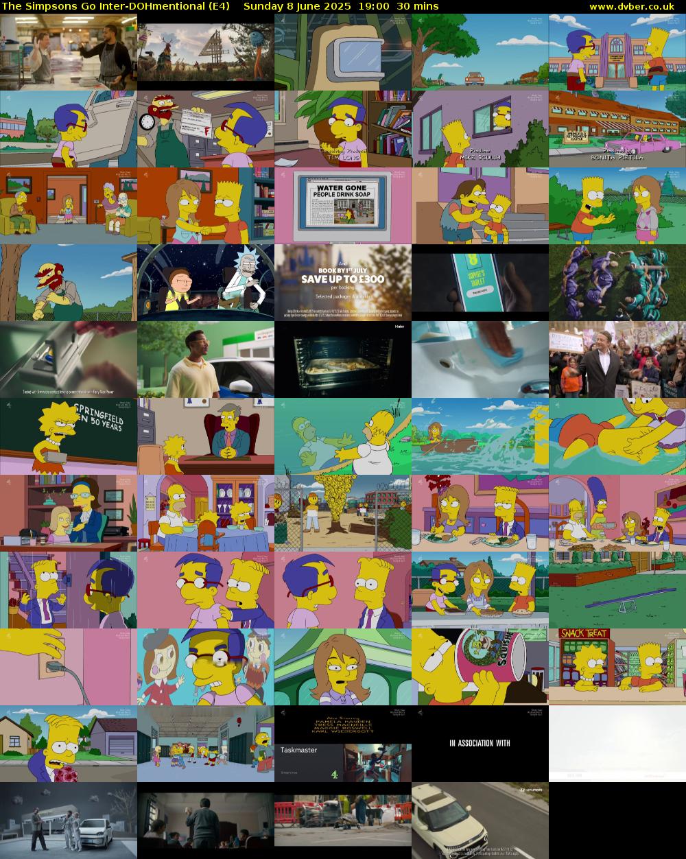 The Simpsons Go Inter-DOHmentional (E4) Sunday 8 June 2025 19:00 - 19:30