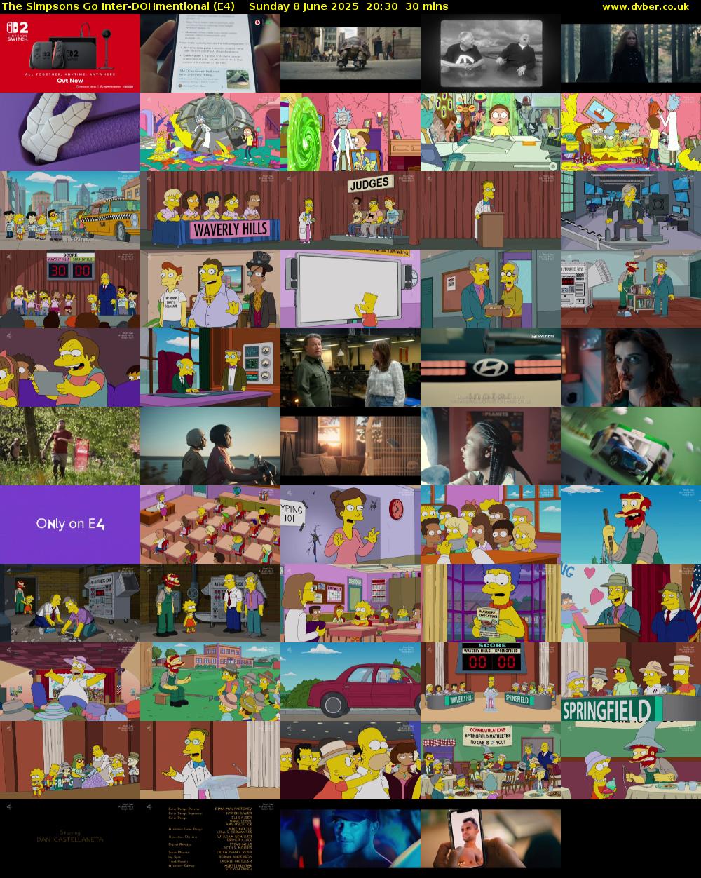 The Simpsons Go Inter-DOHmentional (E4) Sunday 8 June 2025 20:30 - 21:00