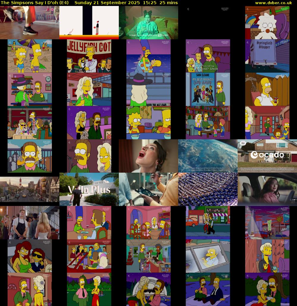The Simpsons Say I D'oh (E4) Sunday 21 September 2025 15:25 - 15:50