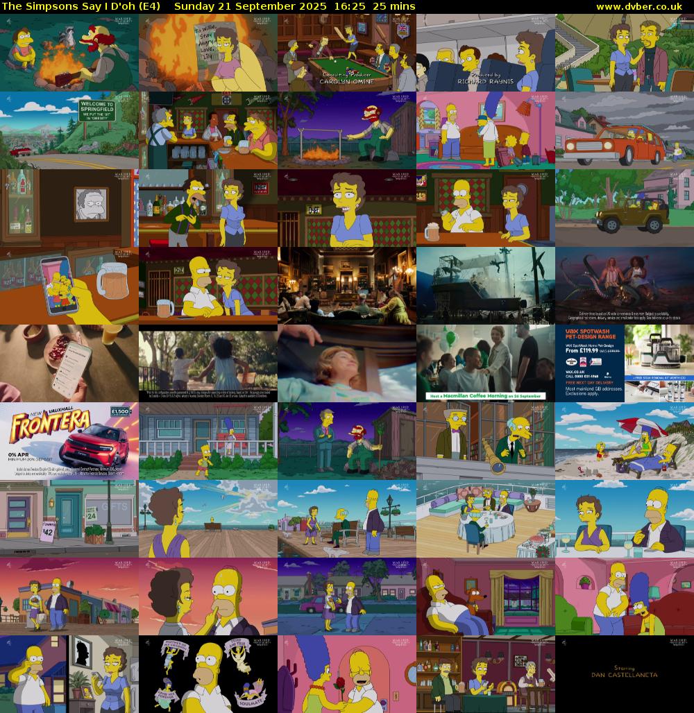 The Simpsons Say I D'oh (E4) Sunday 21 September 2025 16:25 - 16:50