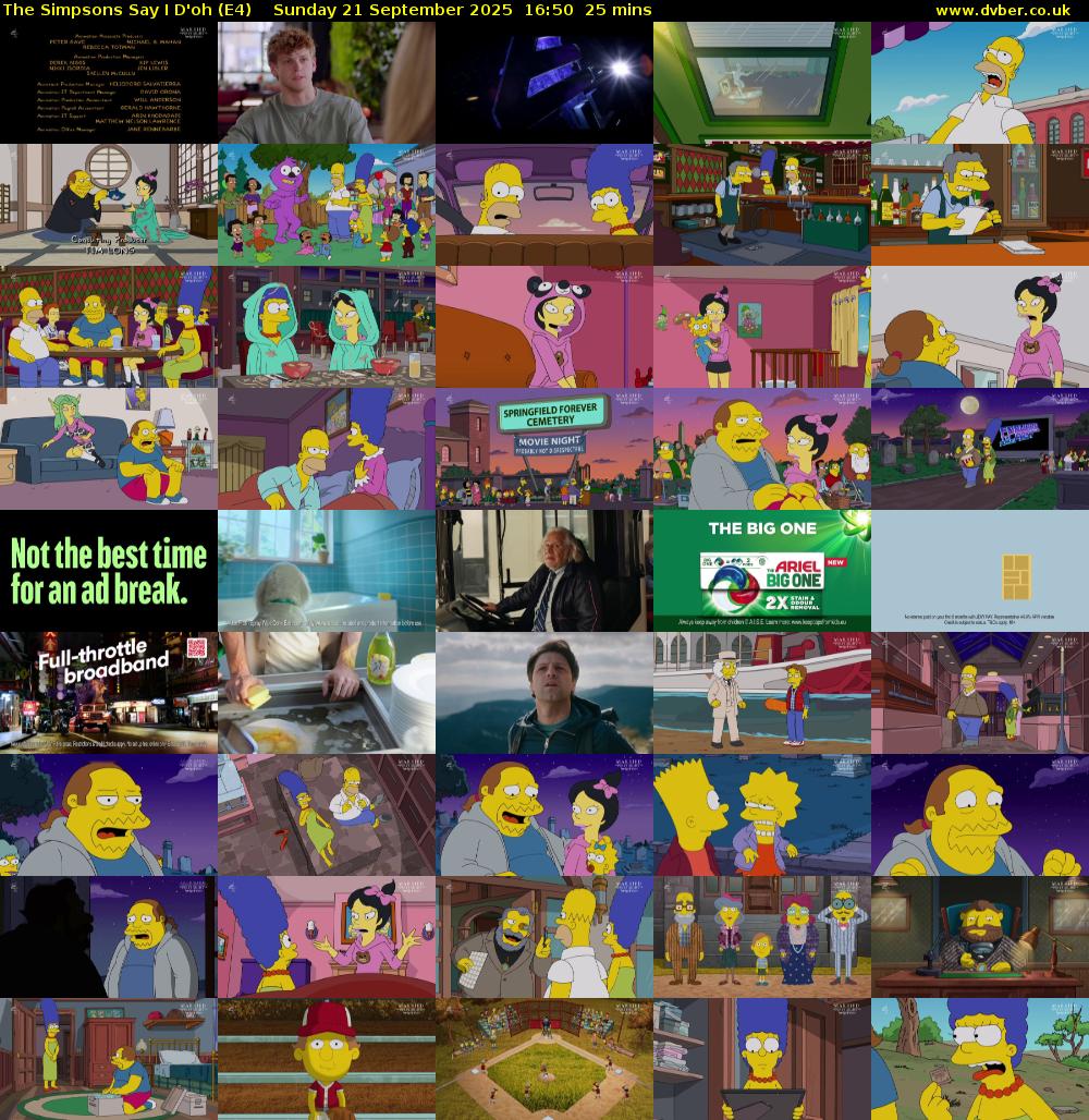The Simpsons Say I D'oh (E4) Sunday 21 September 2025 16:50 - 17:15