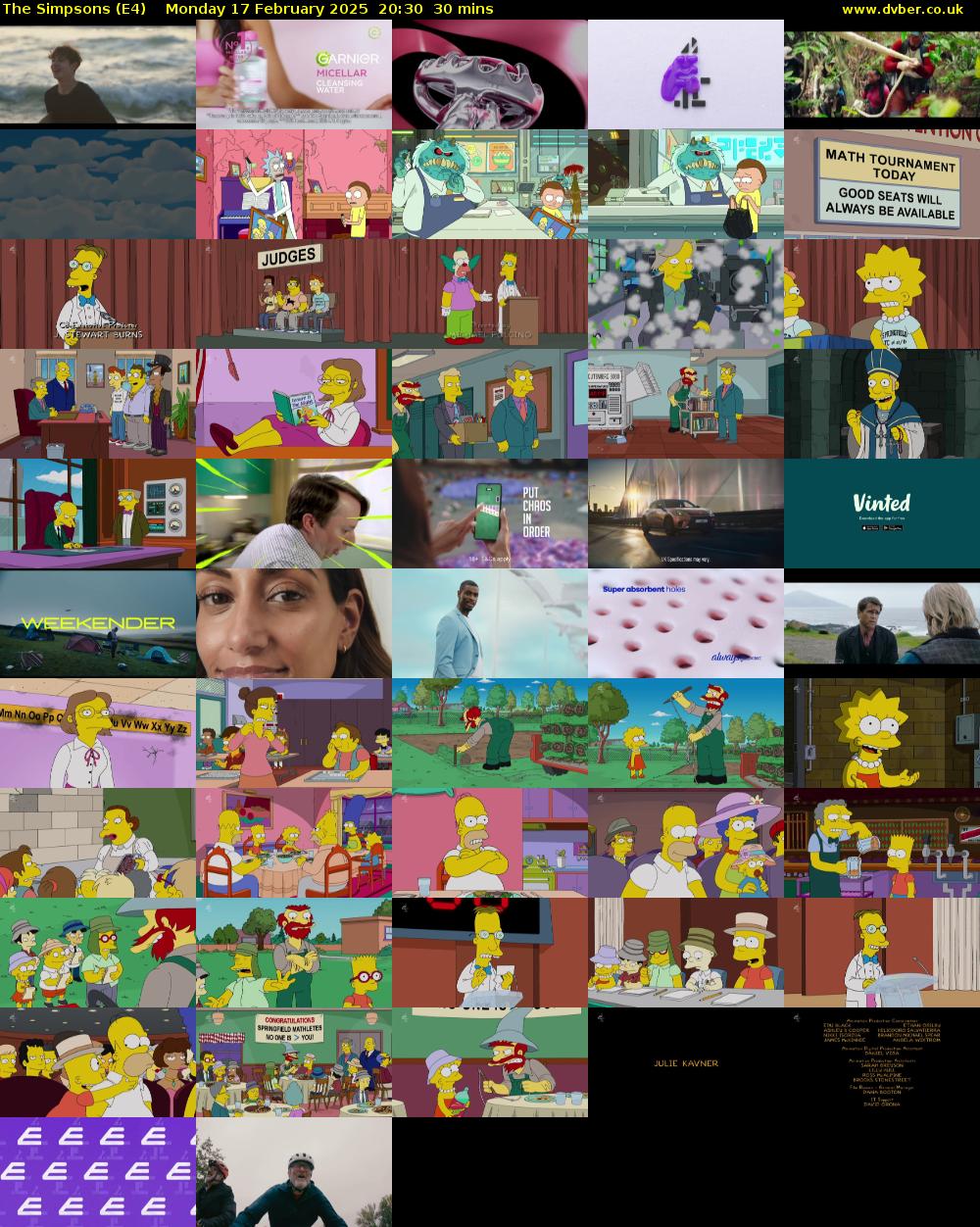 The Simpsons (E4) Monday 17 February 2025 20:30 - 21:00