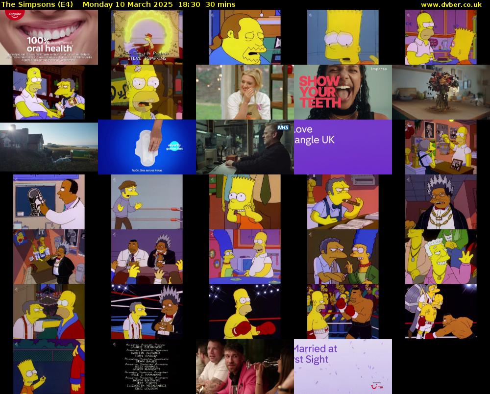 The Simpsons (E4) Monday 10 March 2025 18:30 - 19:00