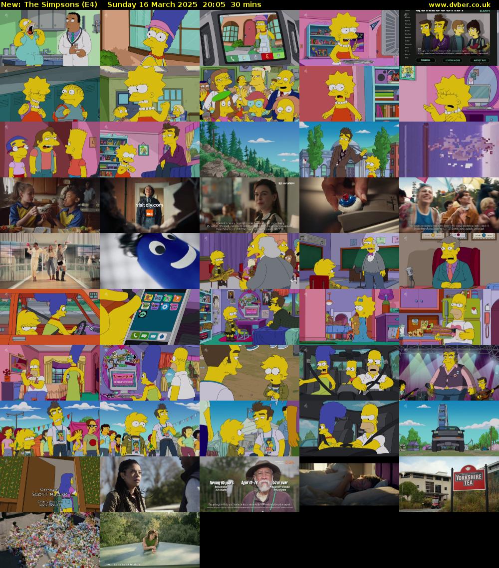 The Simpsons (E4) Sunday 16 March 2025 20:05 - 20:35