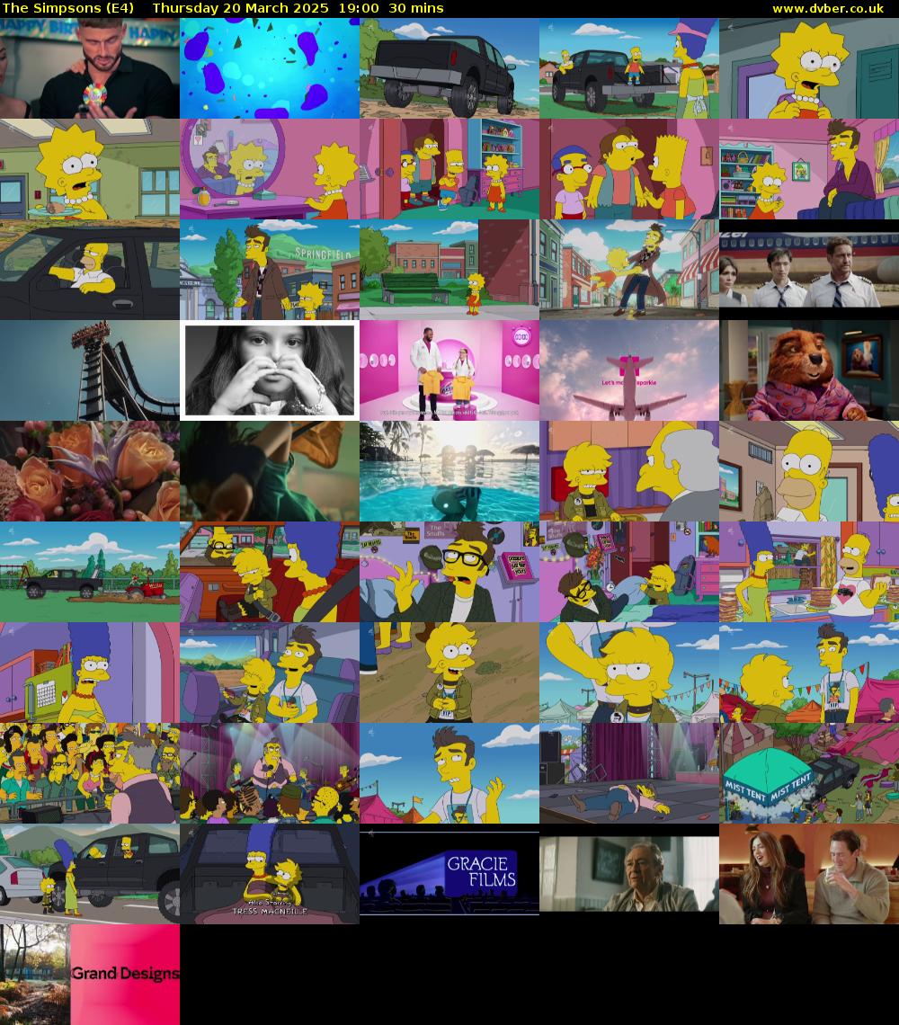 The Simpsons (E4) Thursday 20 March 2025 19:00 - 19:30
