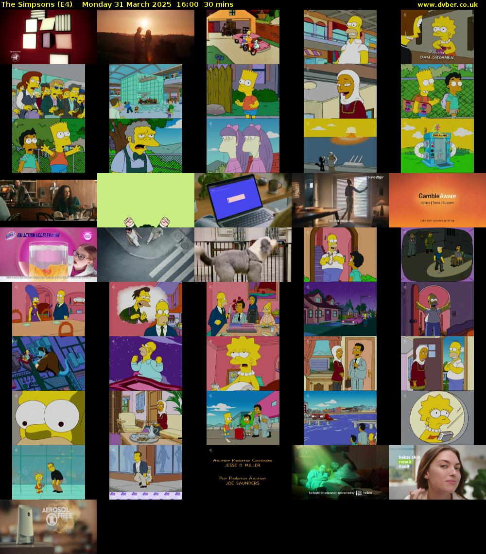 The Simpsons (E4) Monday 31 March 2025 16:00 - 16:30