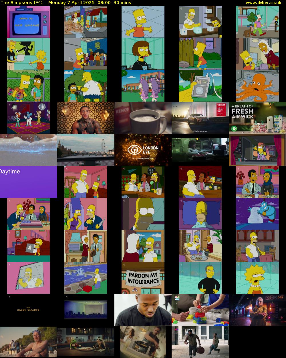 The Simpsons (E4) Monday 7 April 2025 08:00 - 08:30
