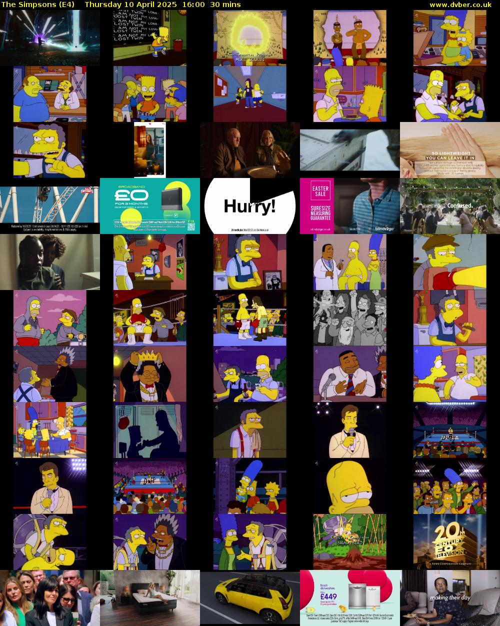 The Simpsons (E4) Thursday 10 April 2025 16:00 - 16:30