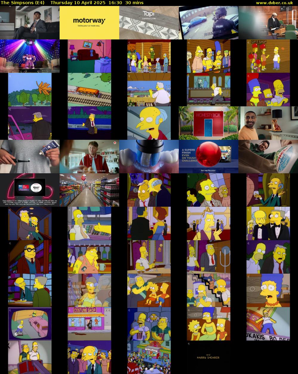 The Simpsons (E4) Thursday 10 April 2025 16:30 - 17:00