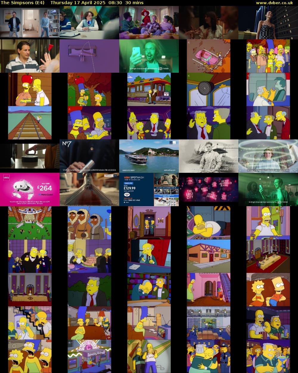 The Simpsons (E4) Thursday 17 April 2025 08:30 - 09:00