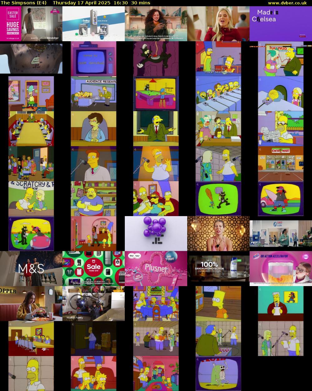 The Simpsons (E4) Thursday 17 April 2025 16:30 - 17:00