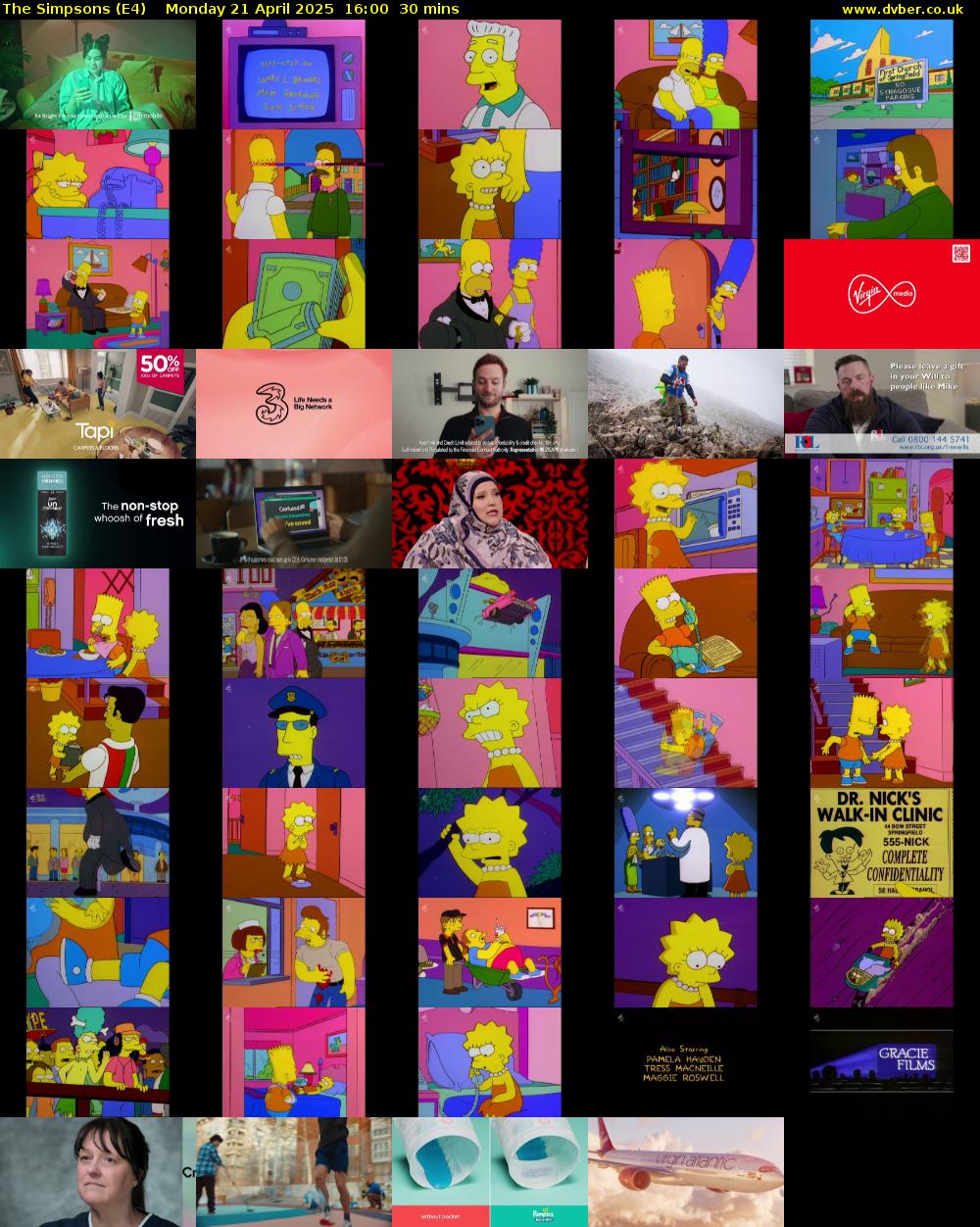 The Simpsons (E4) Monday 21 April 2025 16:00 - 16:30