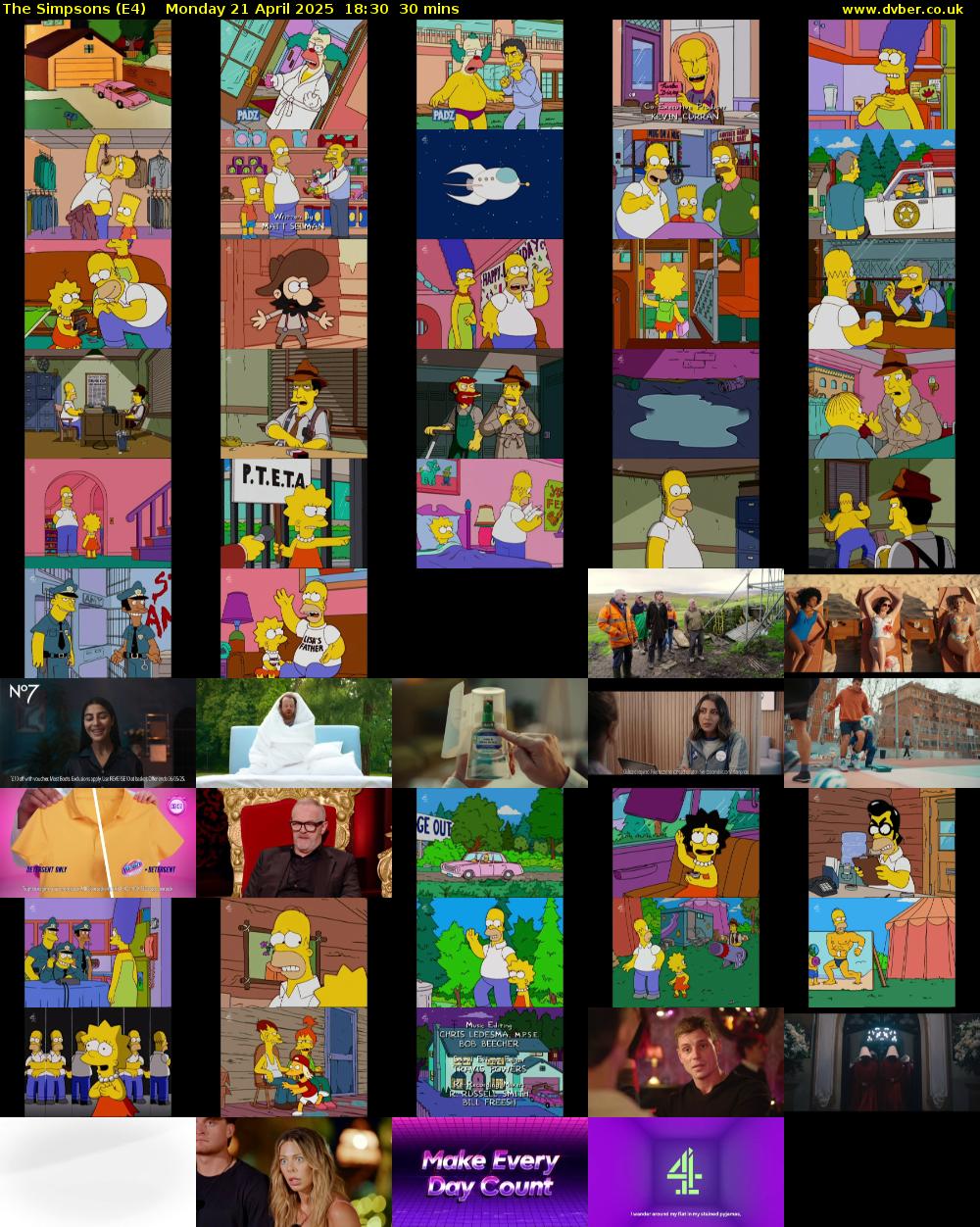 The Simpsons (E4) Monday 21 April 2025 18:30 - 19:00