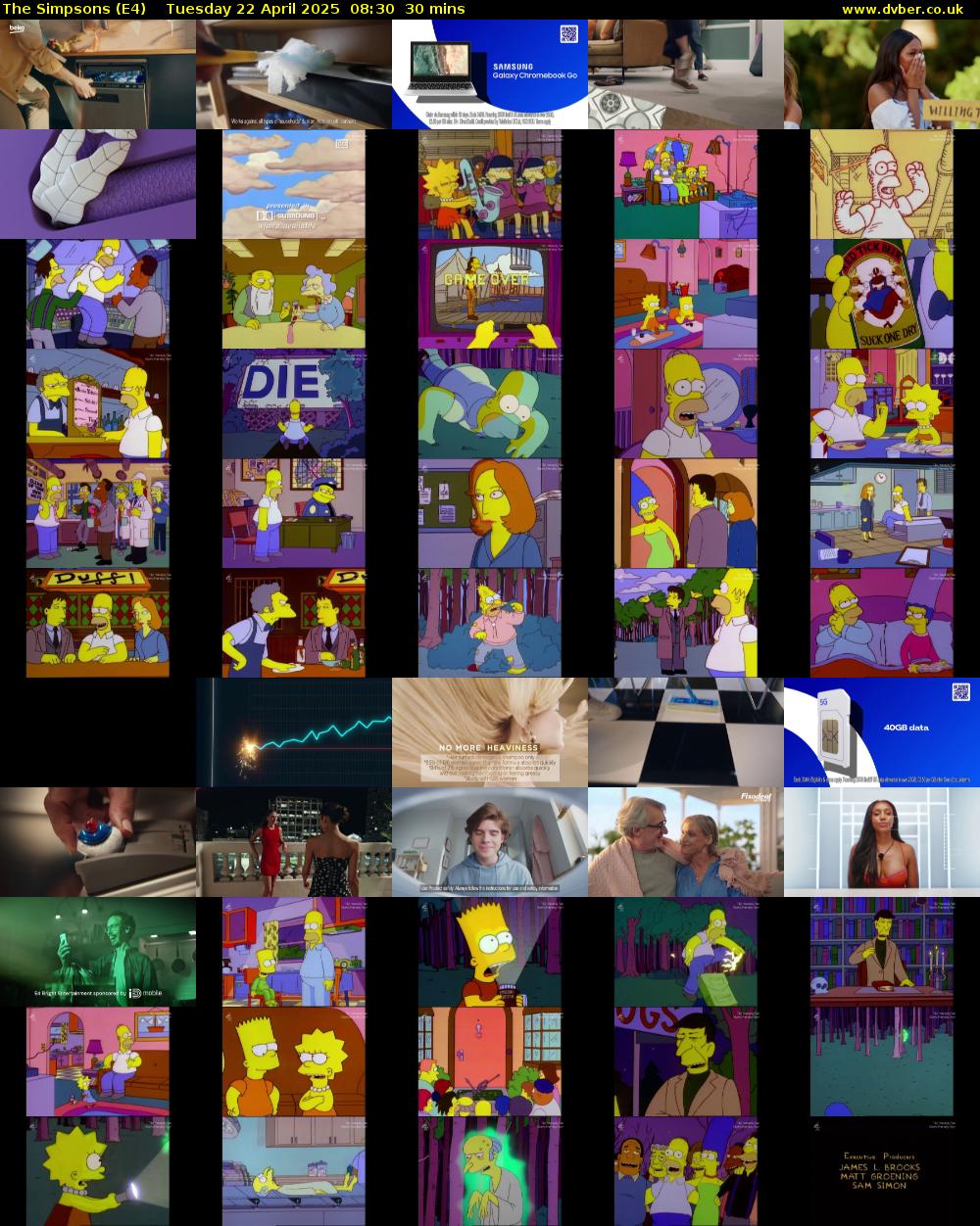 The Simpsons (E4) Tuesday 22 April 2025 08:30 - 09:00
