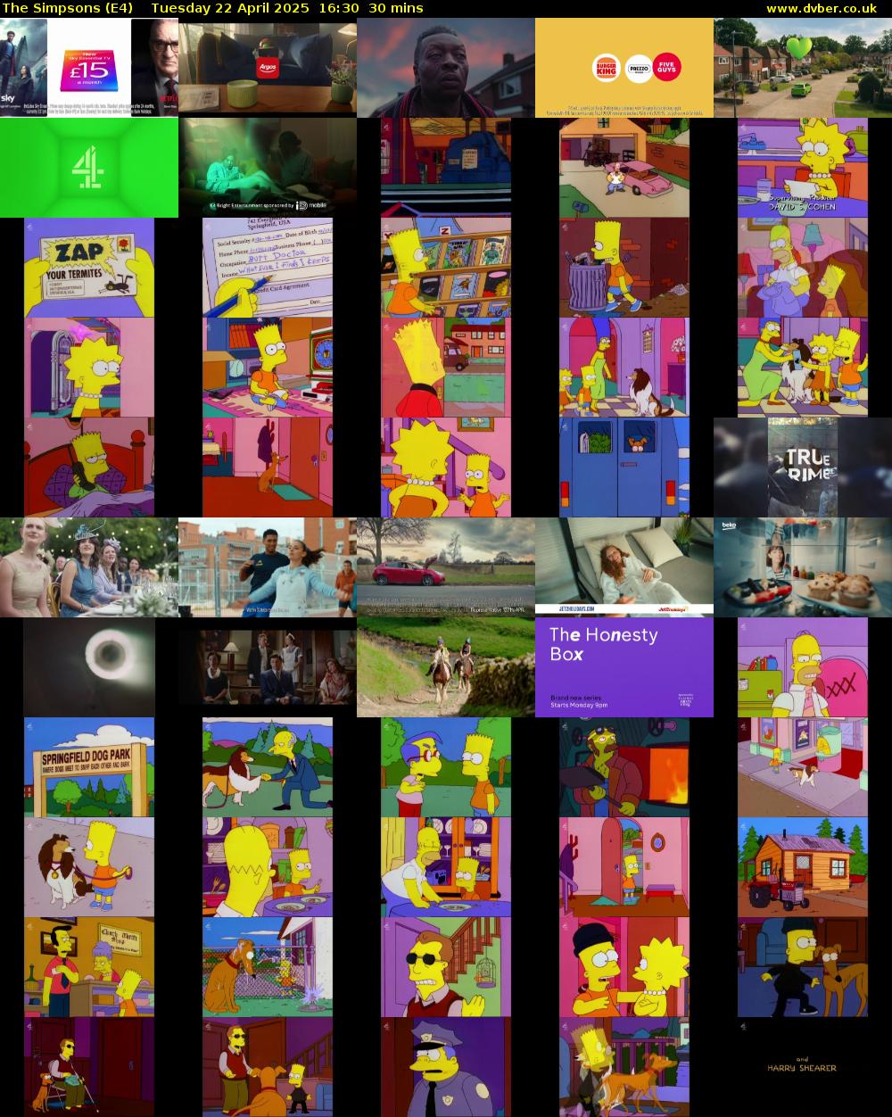 The Simpsons (E4) Tuesday 22 April 2025 16:30 - 17:00