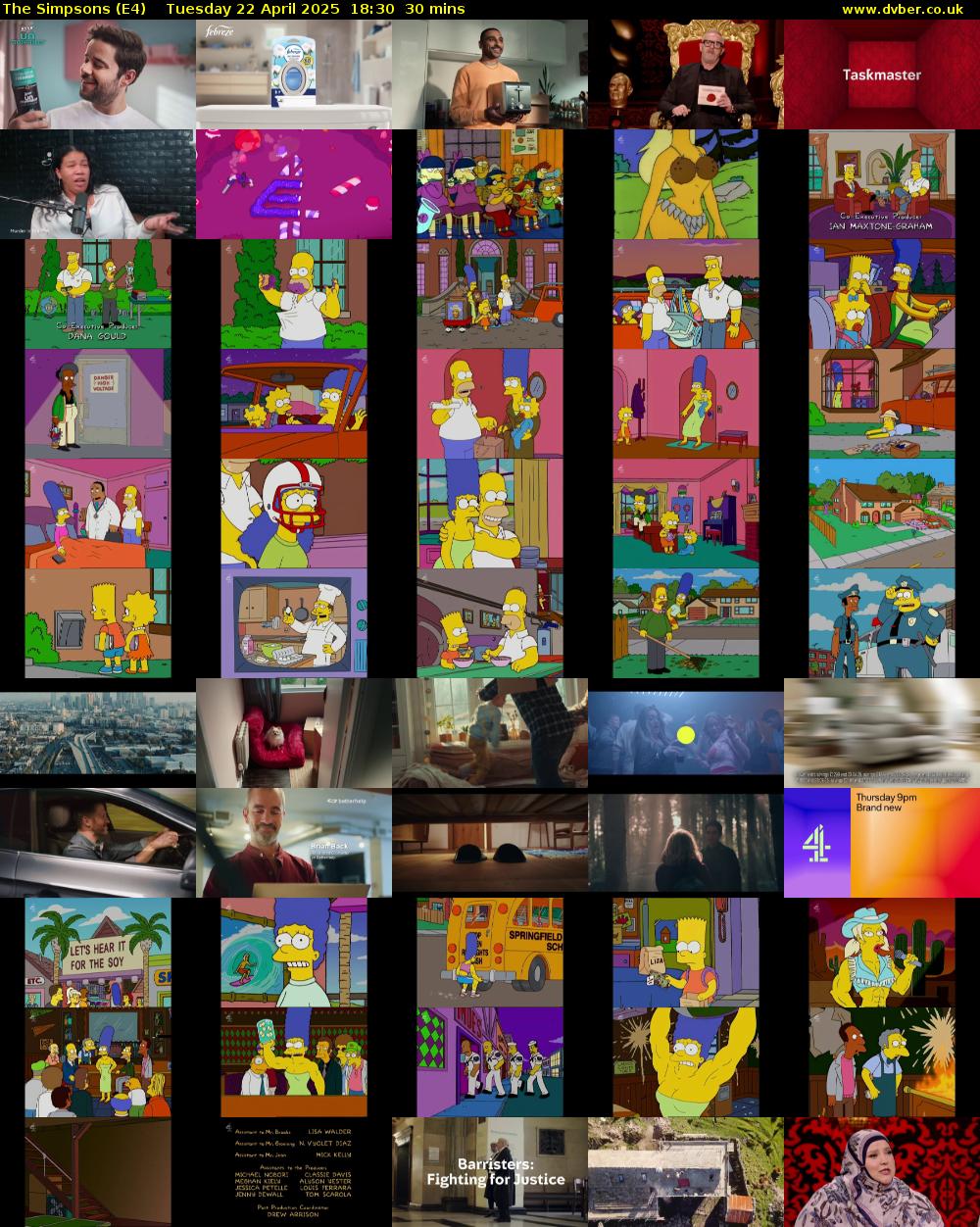 The Simpsons (E4) Tuesday 22 April 2025 18:30 - 19:00