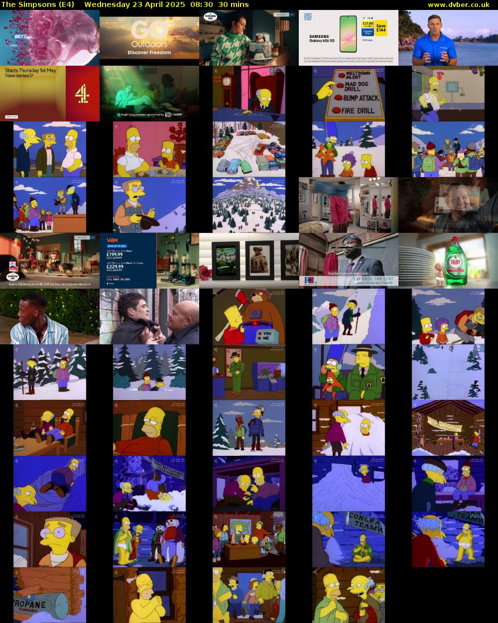The Simpsons (E4) Wednesday 23 April 2025 08:30 - 09:00