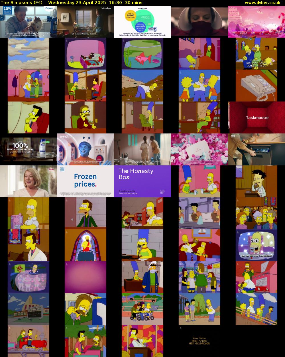 The Simpsons (E4) Wednesday 23 April 2025 16:30 - 17:00