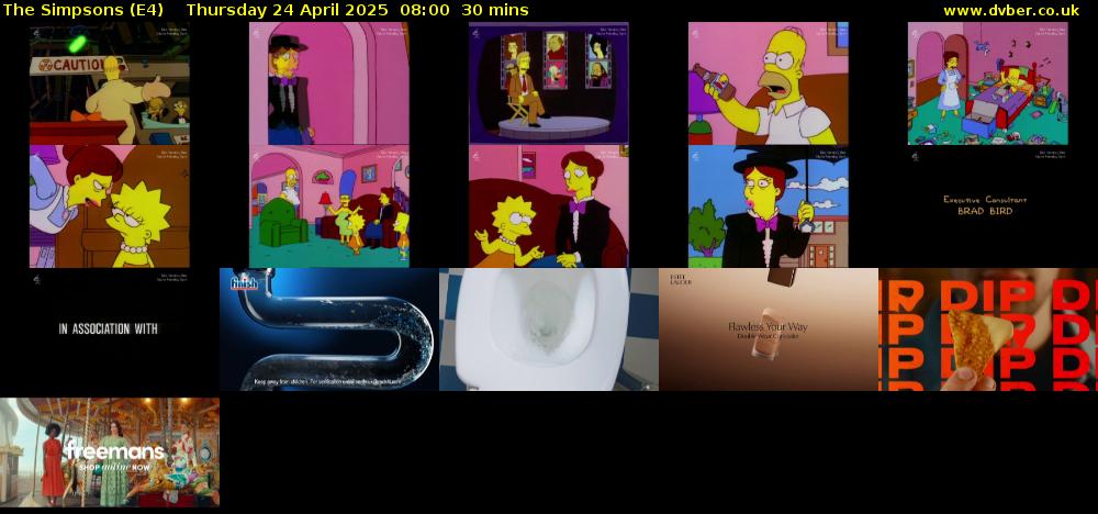 The Simpsons (E4) Thursday 24 April 2025 08:00 - 08:30